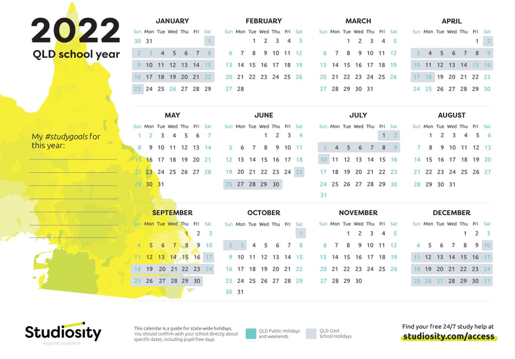 School terms and public holiday dates for QLD in 2022 Studiosity
